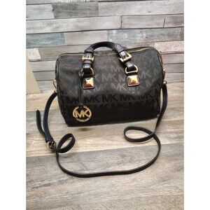 Michael Kors Large GRAYSON Satchel Bag w Shoulder Strap MK Signature Jacquard